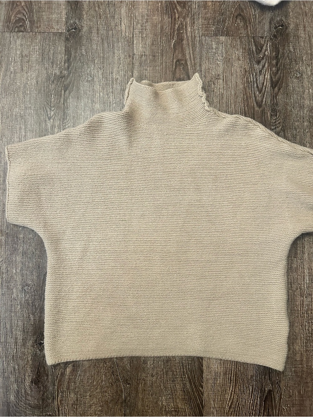 Shein Womens Cream Mock Neck Short-Sleeve Sweater